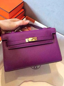 Hermes original epsom leather mini kelly 22 clutch K012 anemone