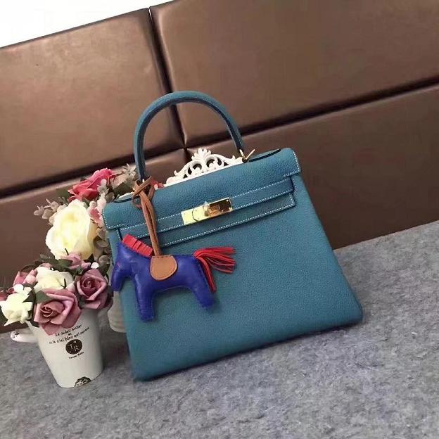 Hermes original togo leather kelly 25 bag K25 blue