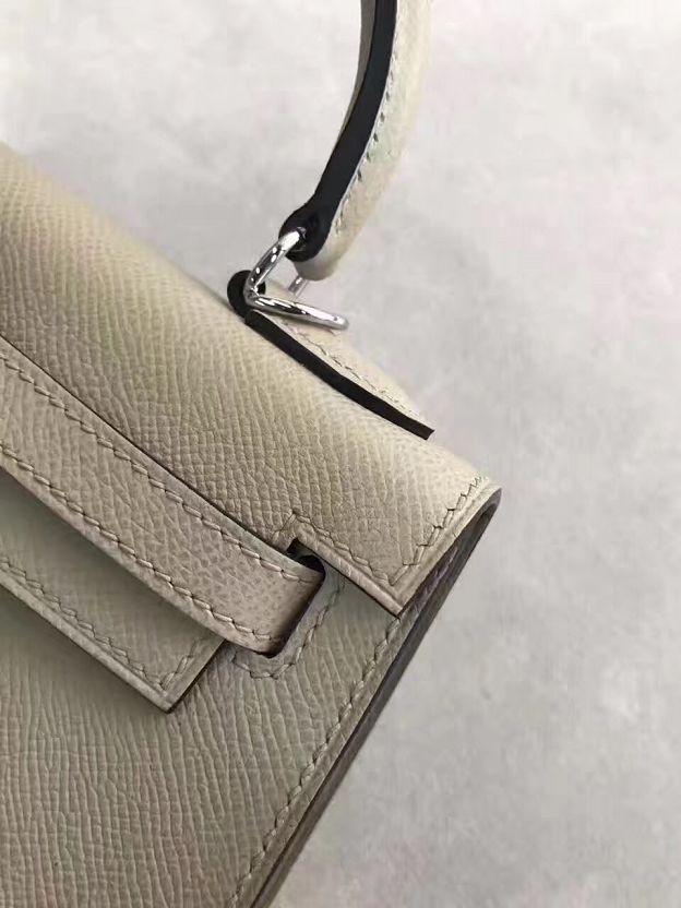 Hermes original epsom leather kelly 32 bag K32-1 light gray