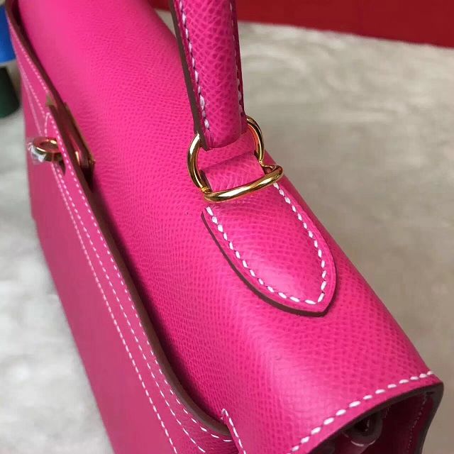 Hermes original epsom leather kelly 32 bag K32-1 rose red