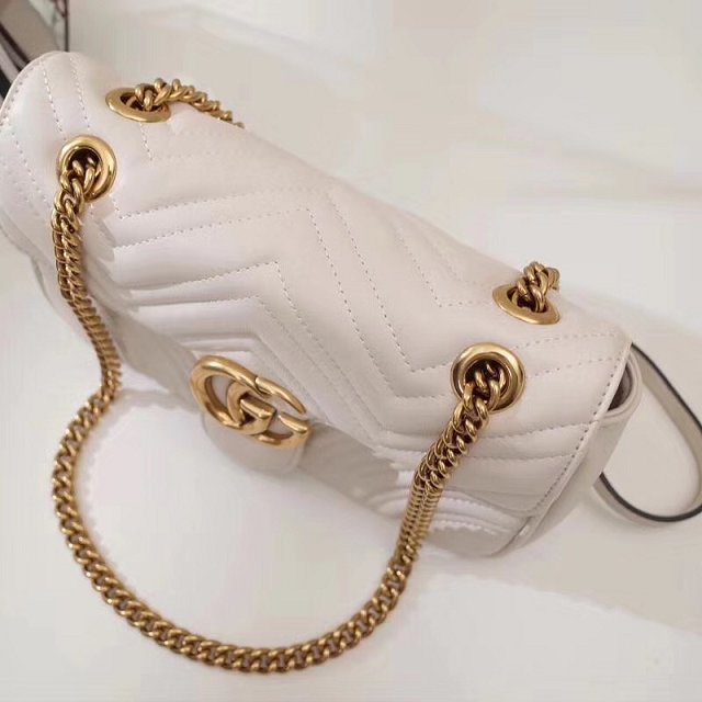 GG original calfskin marmont small shoulder bag 443497 white