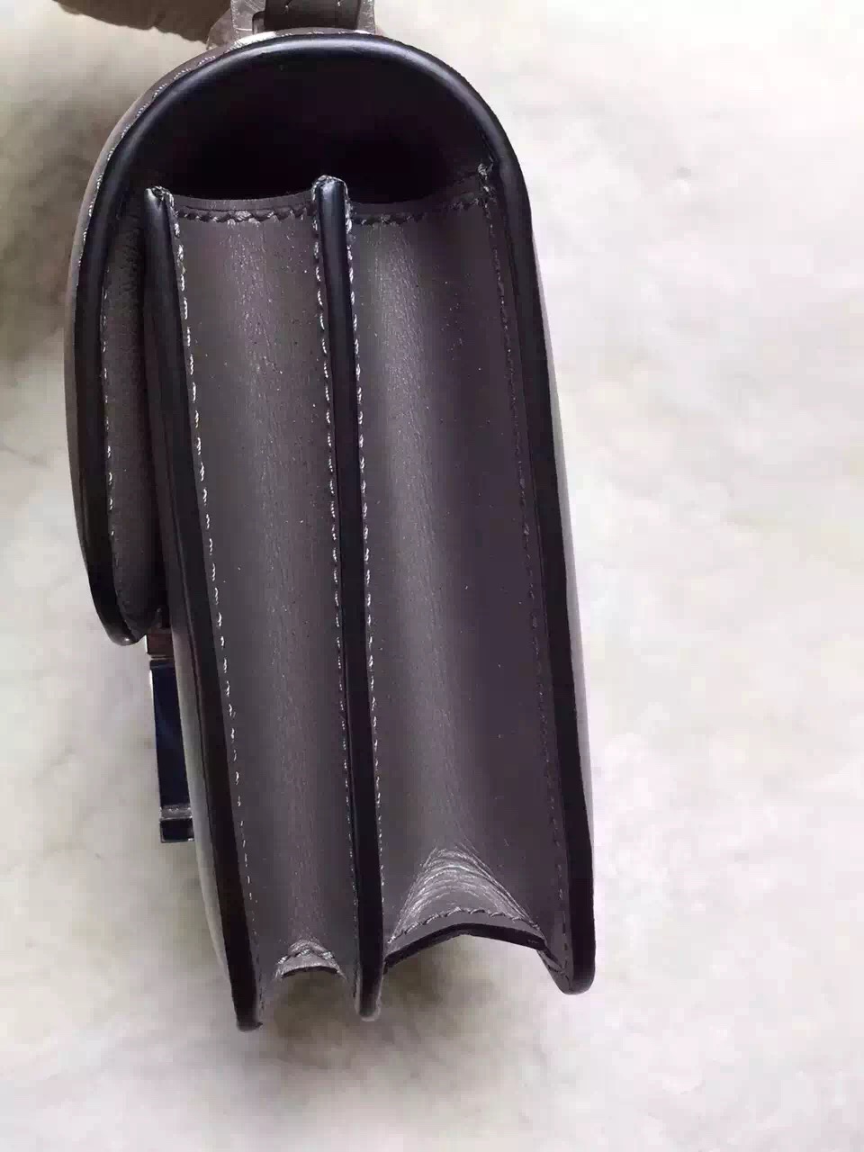 Hermes original box leather constance bag C024 gray