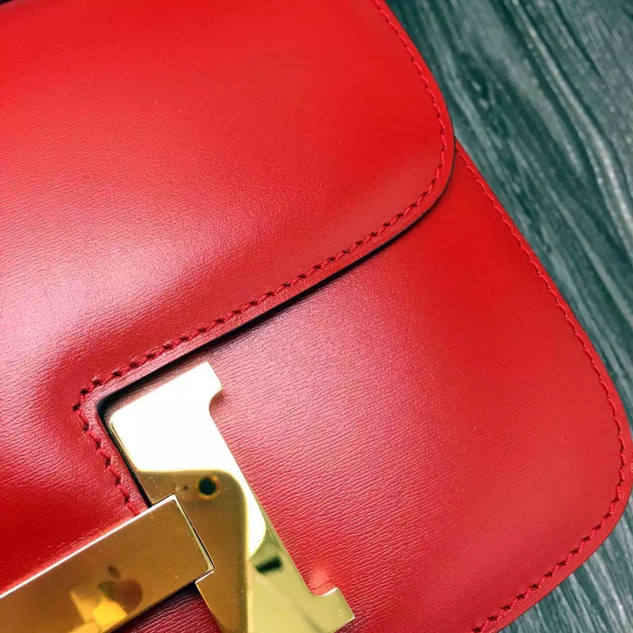 Hermes original box leather constance bag C024 red