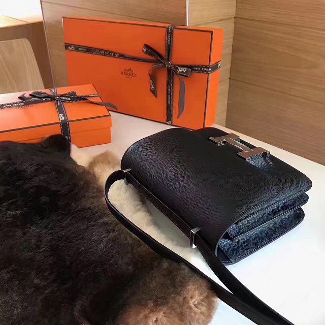 Hermes original epsom leather small constance bag C019 black