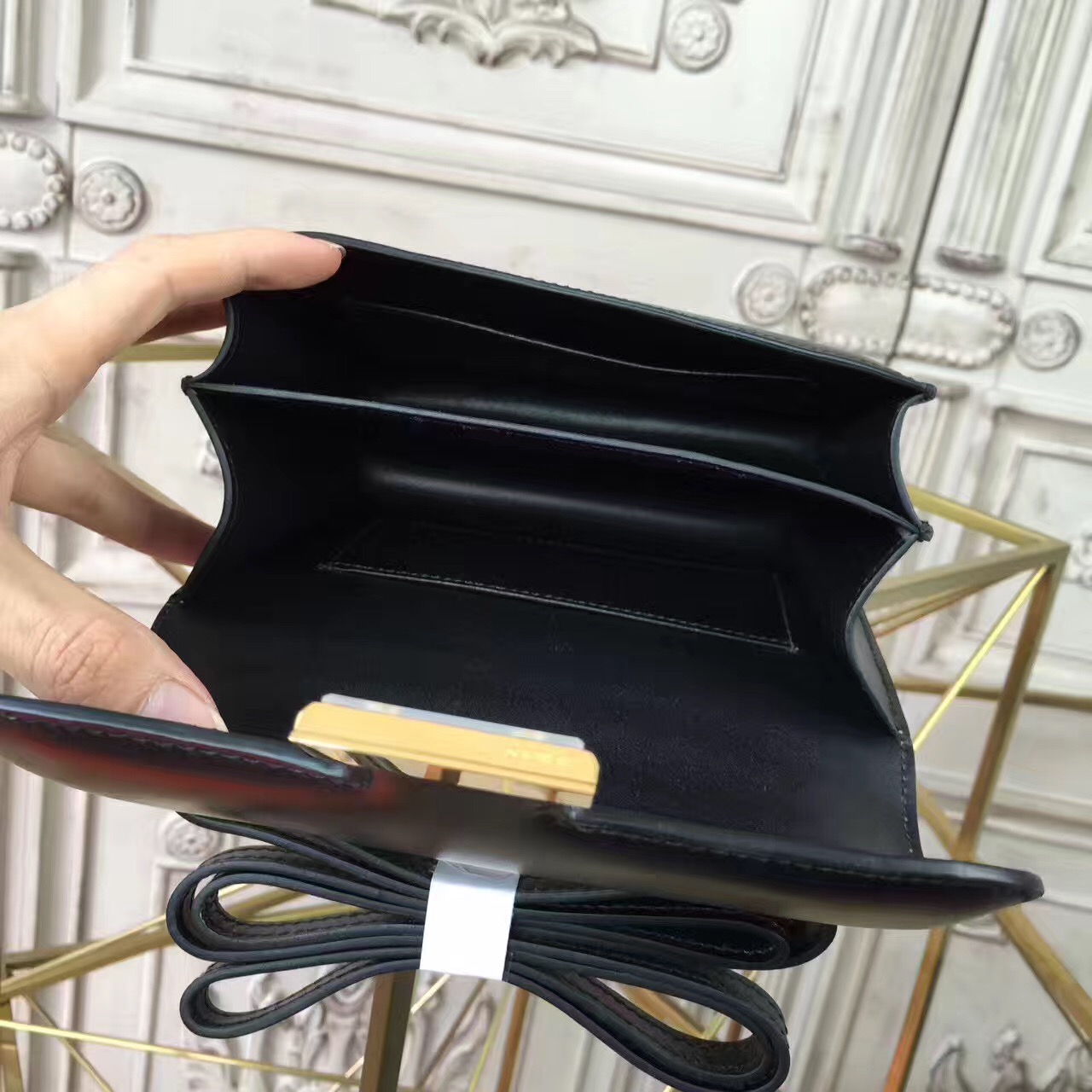 Hermes original epsom leather small constance bag C019 black