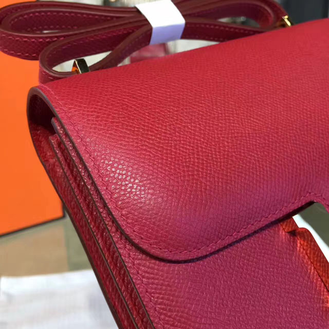 Hermes original epsom leather small constance bag C019 rouge casaque