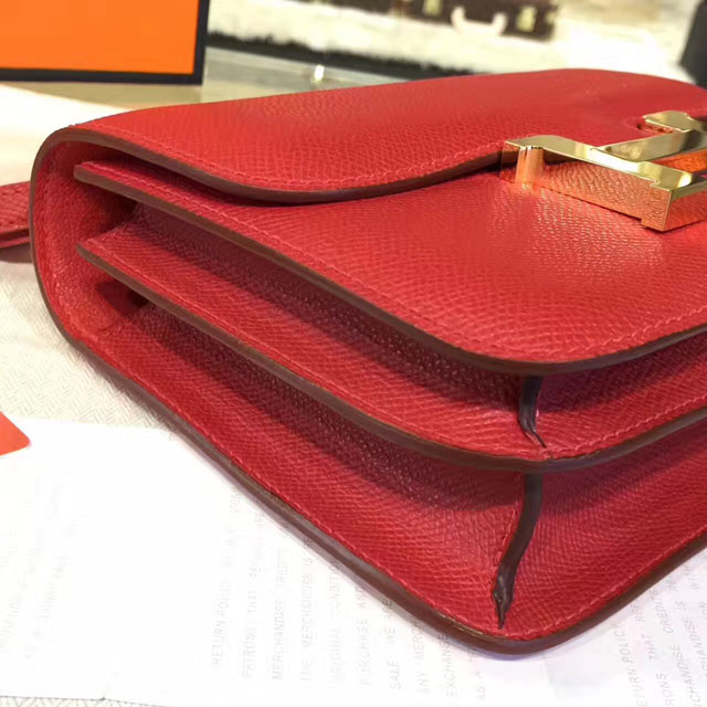 Hermes original epsom leather small constance bag C019 rouge casaque
