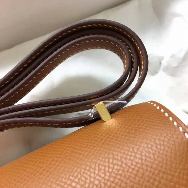 Hermes original epsom leather small constance bag C019 gold brown