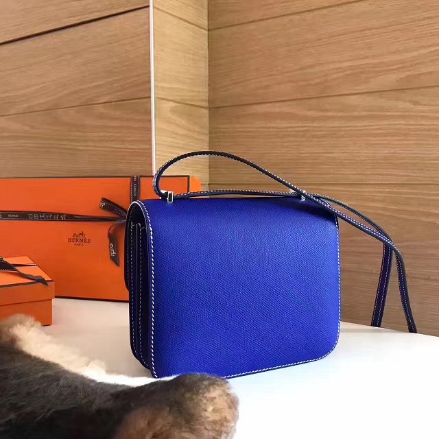 Hermes original epsom leather small constance bag C019 electric blue