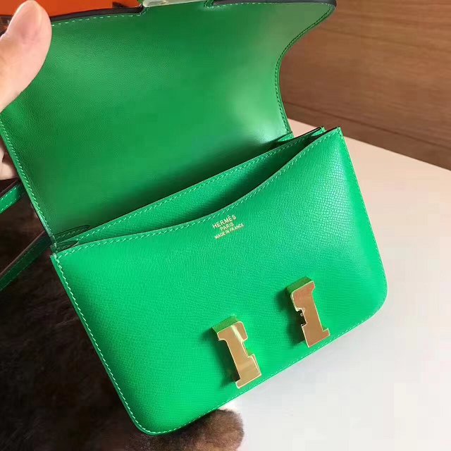 Hermes original epsom leather small constance bag C019 green