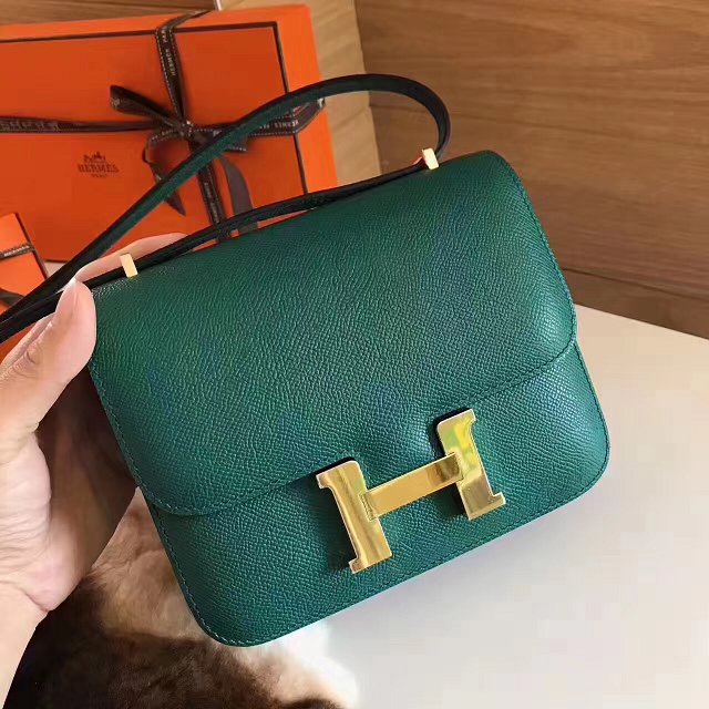 Hermes original epsom leather small constance bag C019 vert fonce