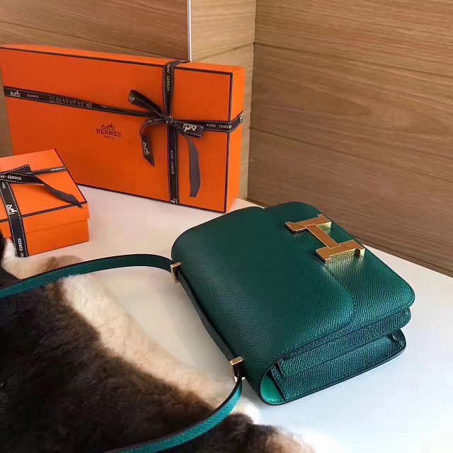 Hermes original epsom leather small constance bag C019 vert fonce