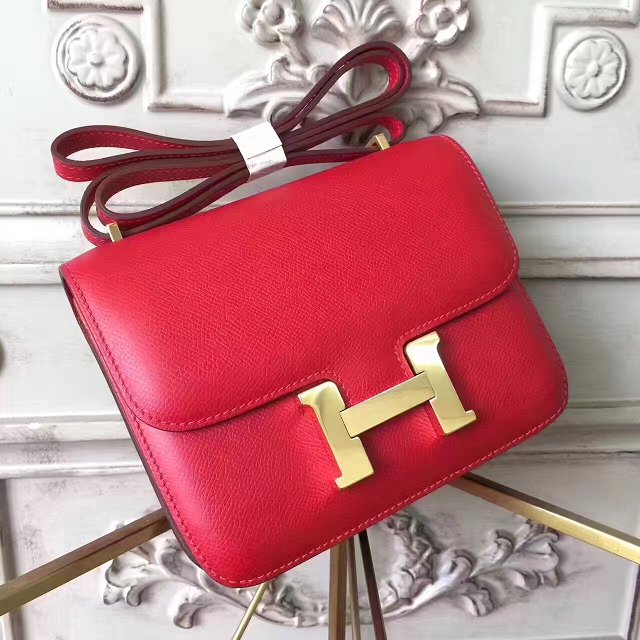 Hermes original epsom leather small constance bag C019 red
