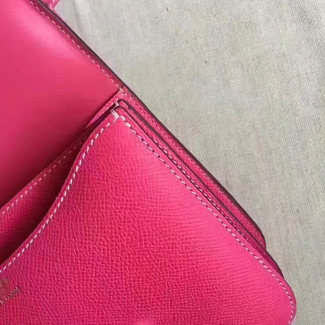 Hermes original epsom leather small constance bag C019 rose red