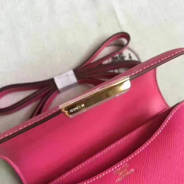 Hermes original epsom leather small constance bag C019 rose red