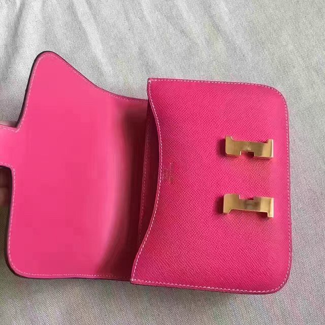 Hermes original epsom leather small constance bag C019 rose red
