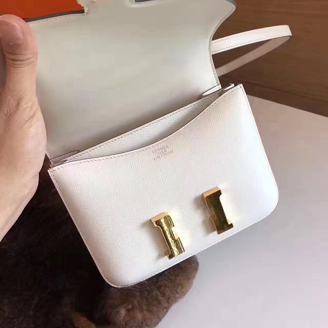 Hermes original epsom leather small constance bag C019 white