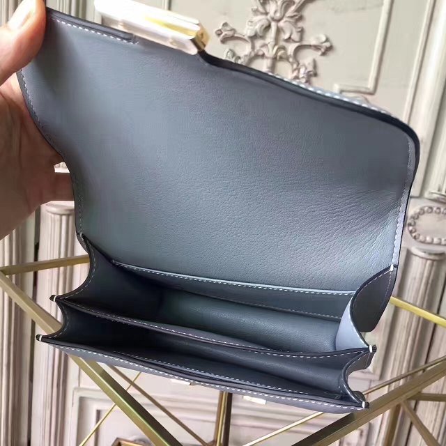 Hermes original epsom leather small constance bag C019 blue lin