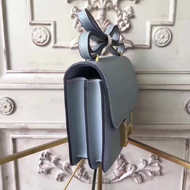 Hermes original epsom leather small constance bag C019 blue lin