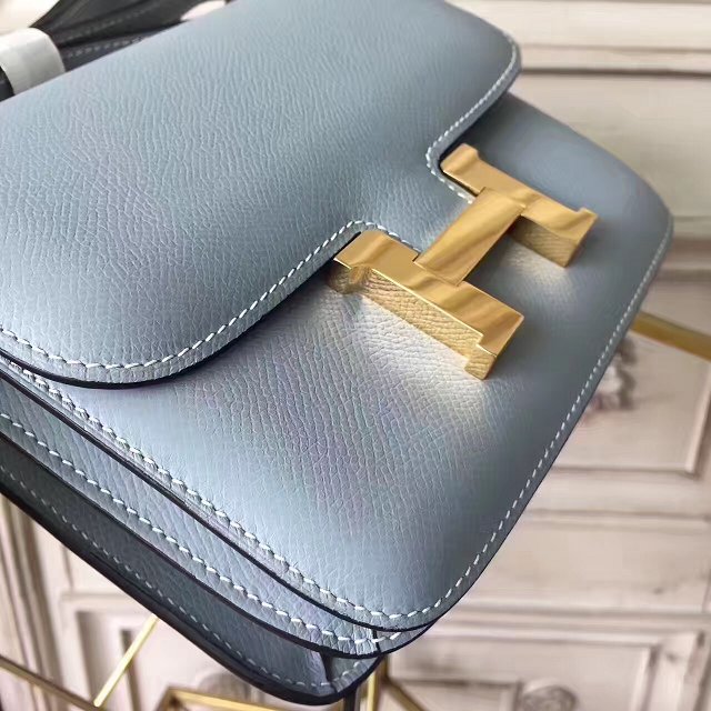 Hermes original epsom leather small constance bag C019 blue lin