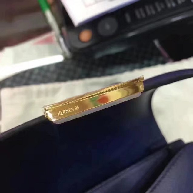 Hermes original epsom leather small constance bag C019 navy blue