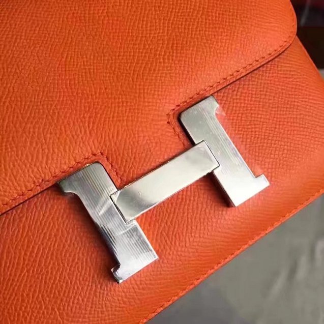 Hermes original epsom leather small constance bag C019 orange