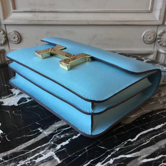 Hermes epsom leather small constance bag C19 sky blue