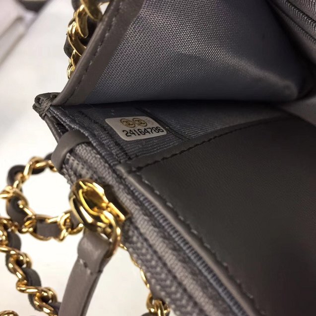 CC original lambskin leather woc chain bag 33814-2 gray