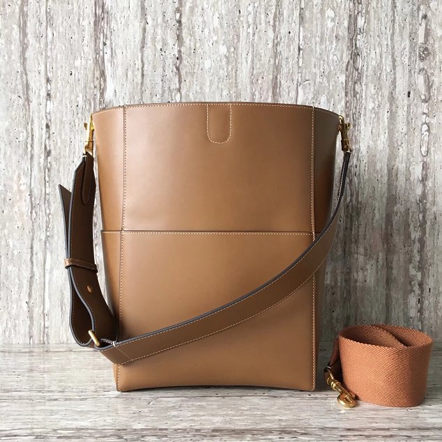 2018 celine original bare calfskin sangle medium bucket bag 77427 coffee