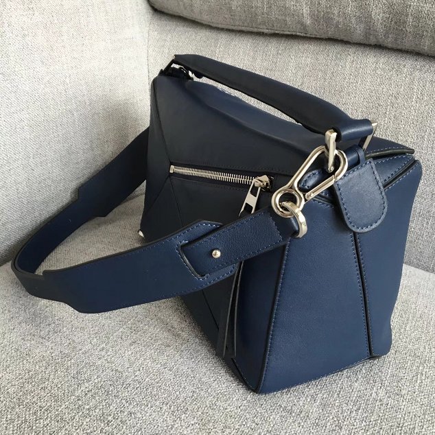 Loewe original calfskin medium puzzle bag A510P49 navy blue
