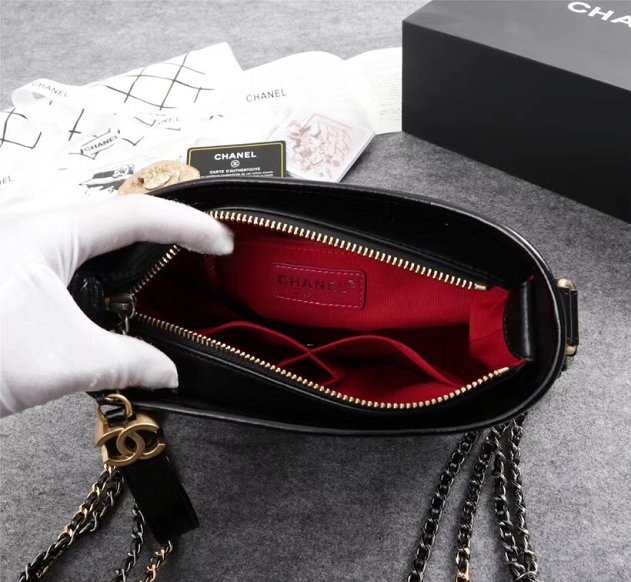 CC original aged calfskin gabrielle small hobo bag A91810 black