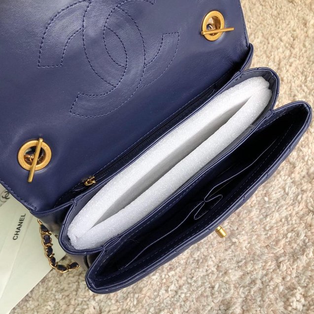 CC original lambskin top handle flap bag A92236-2 blue