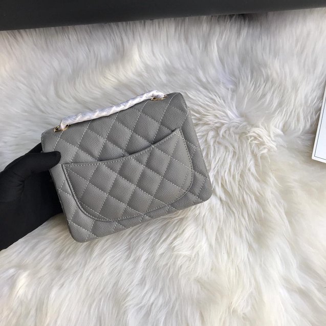 CC original grained calfskin super mini flap bag A35200 grey