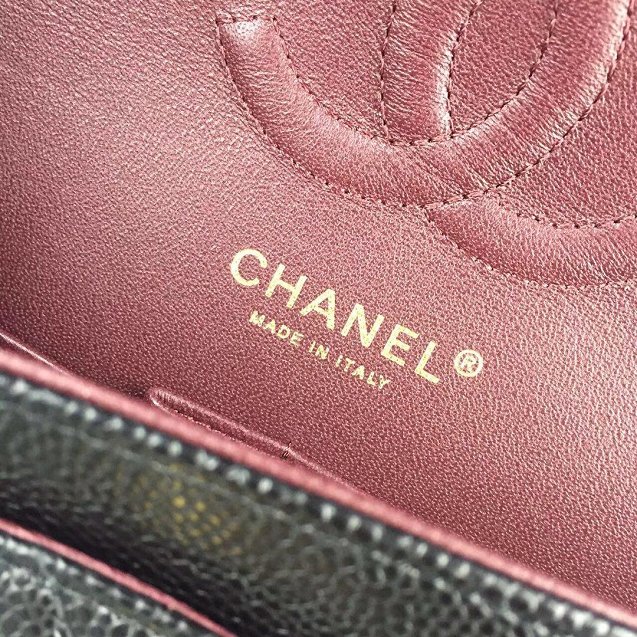 CC original handmade grained calfskin medium flap bag HA01112 black