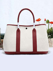 Hermes original canvas small garden party 30 bag G30 white&bordeaux
