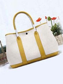 Hermes original canvas small garden party 30 bag G30 white&lemon yellow