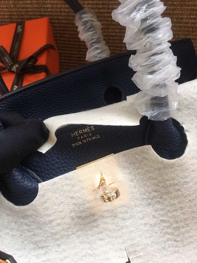 Hermes soft calf leather birkin 25 bag H25-5 navy blue	
