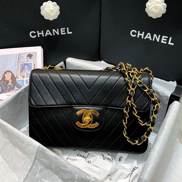 CC original lambskin jumbo flap bag  A01325-0 black