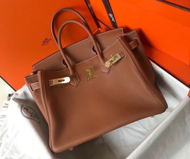 Hermes original togo leather birkin 35 bag H35-1 earth yellow
