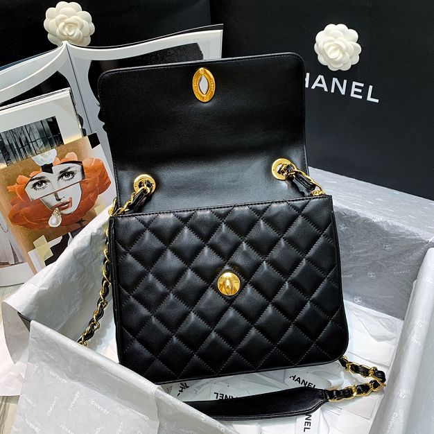 CC original lambskin medium classic flap bag A01088 black