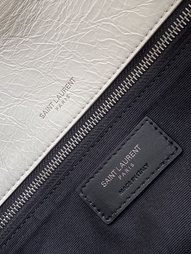 YSL original crinkled calfskin medium niki bag 633158 white