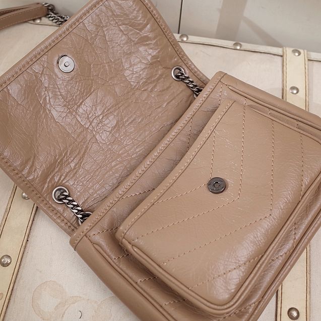 YSL original crinkled calfskin niki baby bag 533037 apricot