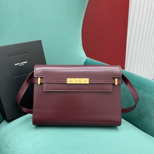 YSL original calfskin manhattan shoulder bag 579271 bordeaux