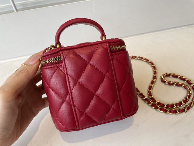 CC original lambskin small vanity with chain AP2198 wine red