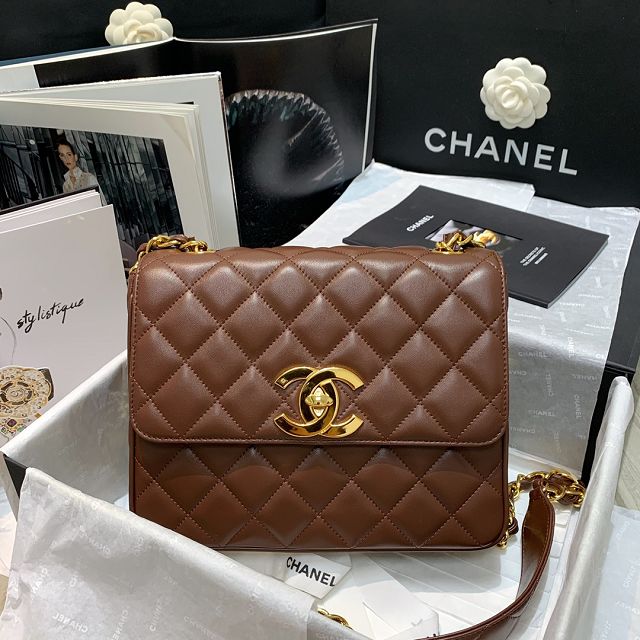 CC original lambskin medium classic flap bag A01088 brown