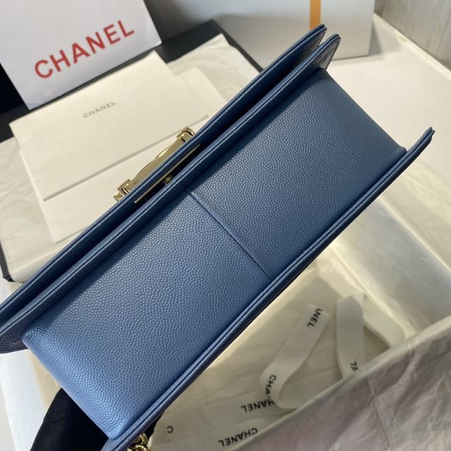 CC original grained calfskin medium boy handbag A67086-2 blue