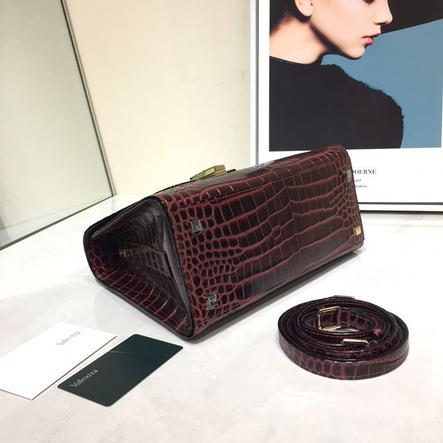 Valextra original crocodile calfskin iside medium bag 56028 burgundy