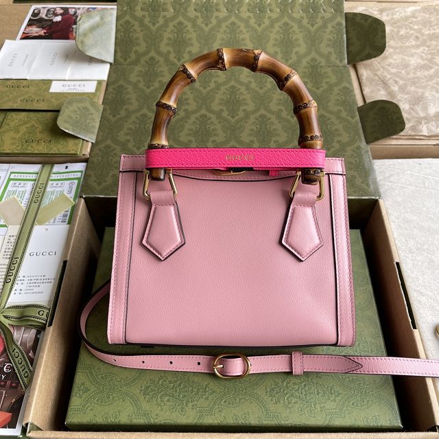 Top GG original calfskin diana mini tote bag 655661 pink