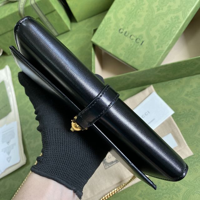 GG original calfskin jackie 1961 chain wallet 652681 black