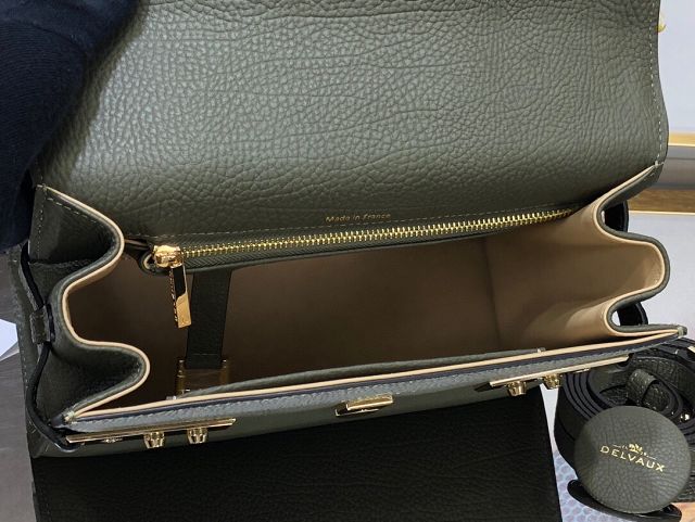 Delvaux original grained calfskin tempete medium bag AA0562 blackish green